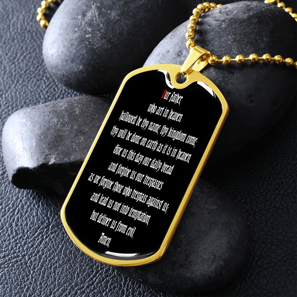 Our Father dog tag pendant necklace