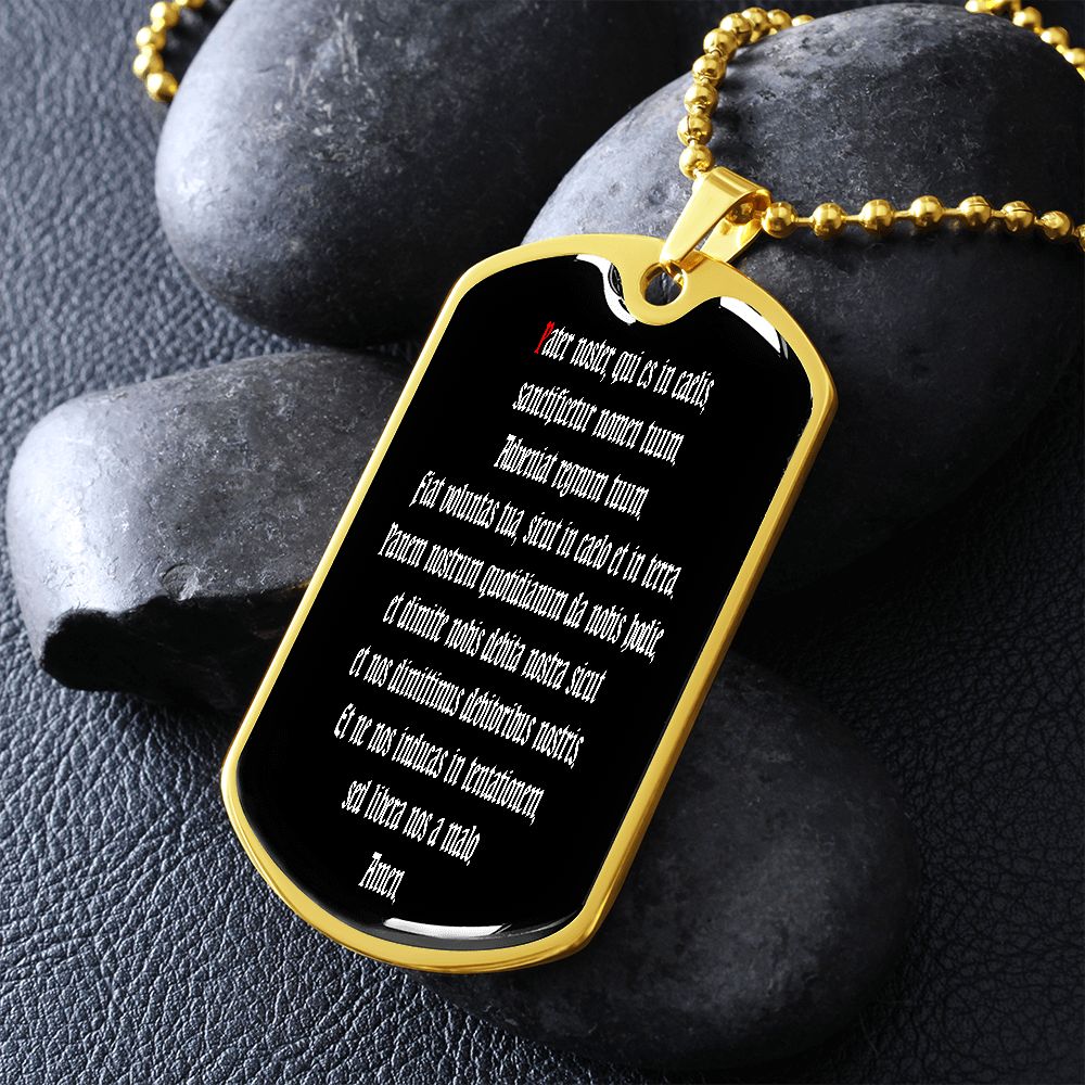 Pater Noster LATIN dog tag pendant necklace