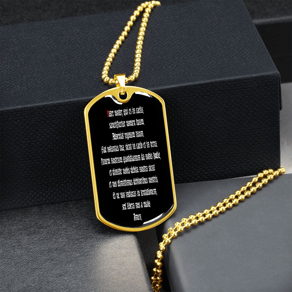 Pater Noster LATIN dog tag pendant necklace