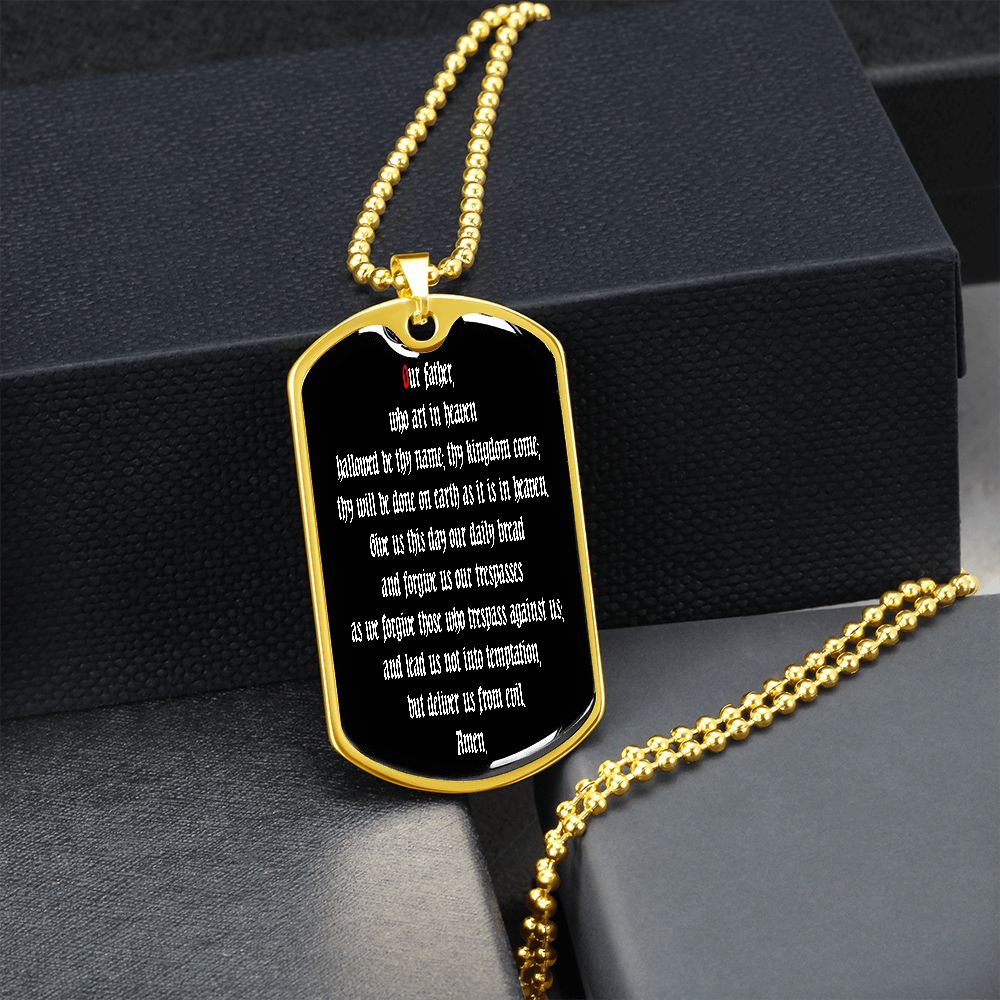 Our Father dog tag pendant necklace