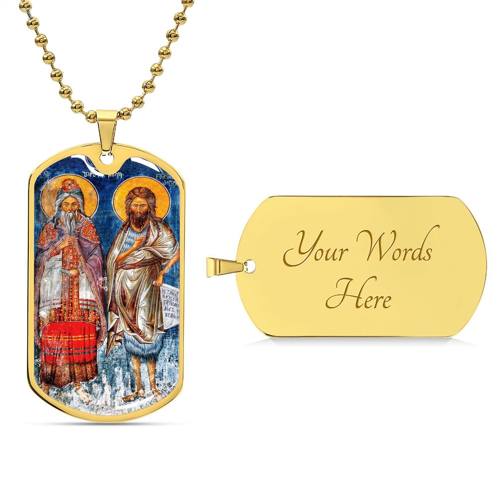 St John the Baptist and Zechariah icon dog tag necklace