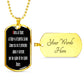 Gloria Al Padre Spanish dog tag pendant necklace