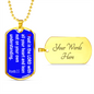 Trust the Lord with all your heart and lean not on your own understanding, Proverbs 3:5, dog tag military pendant necklace