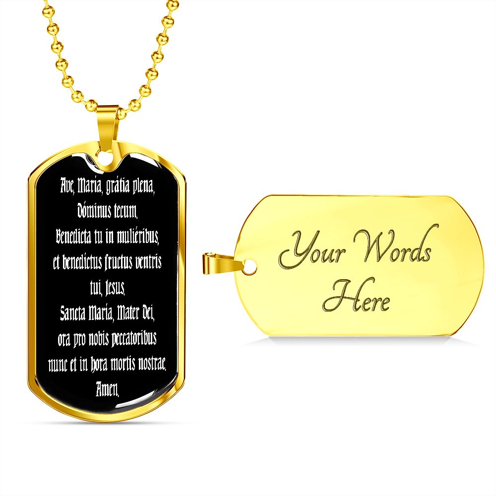 Ave Maria Gratia Plena Dominus Tecum Dog Tag pendant necklace