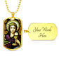 Saint Barbara Stained Glass Dog Tag pendant necklace