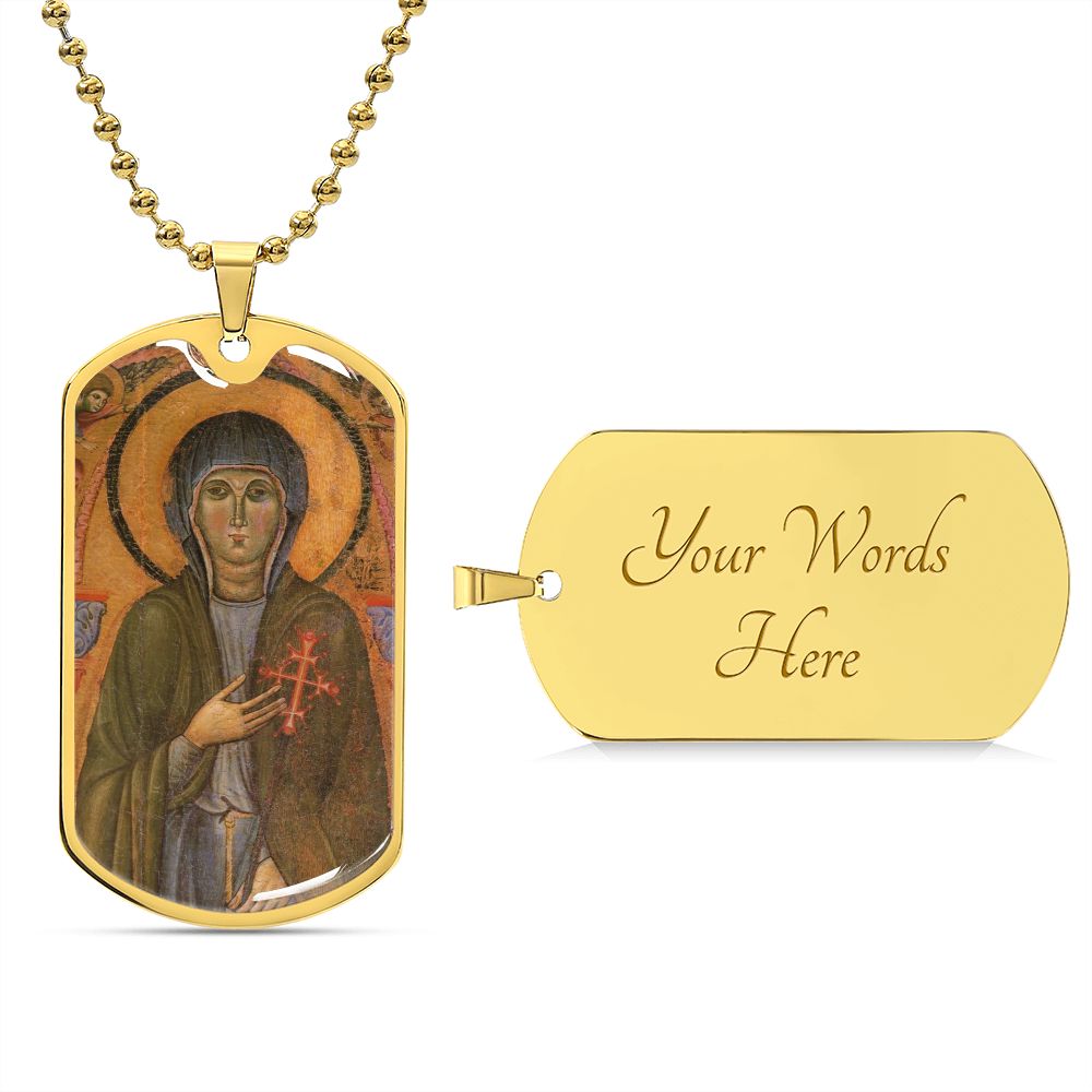 St Clare of Assisi dog tag necklace