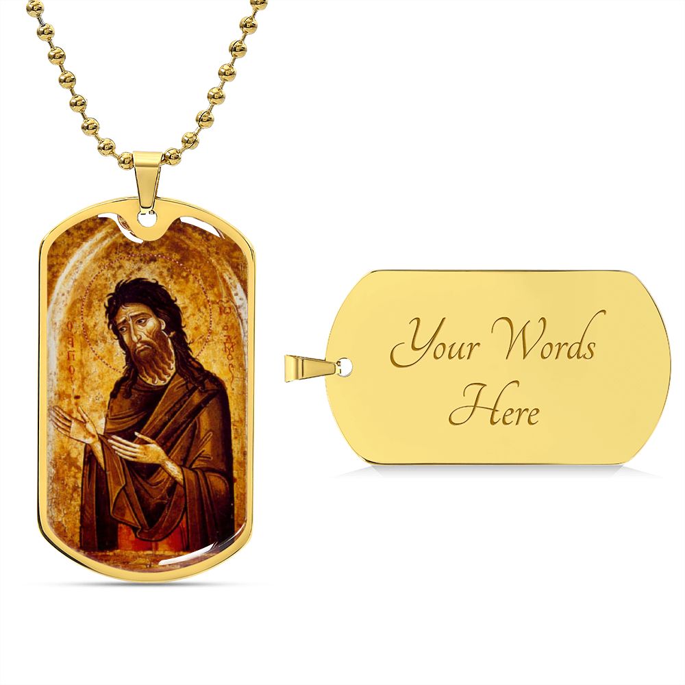 St John the Baptist gog tag necklace