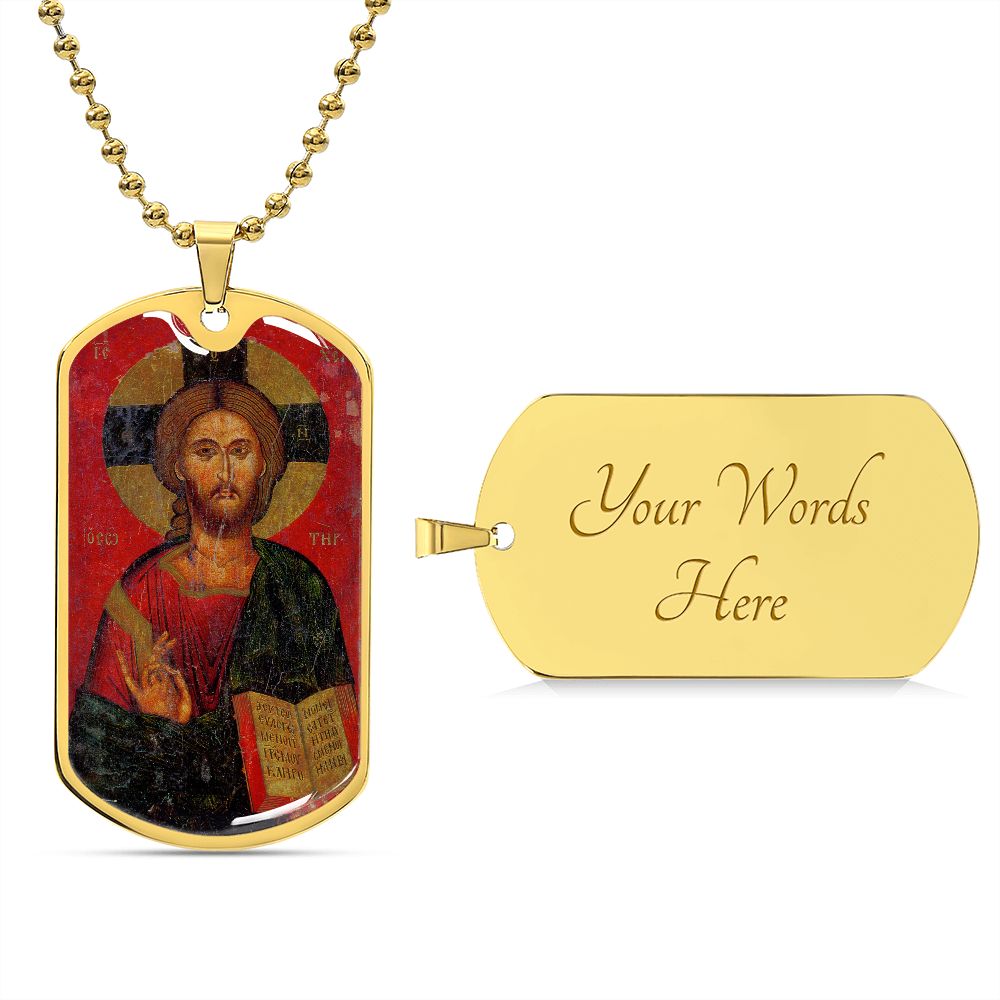 Jesus Christ Pantocrator dog tag necklace