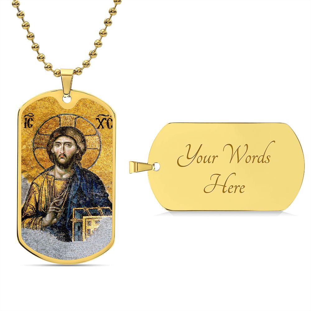 Jesus Christ Pantocrator of Saint Sophia dog tag necklace