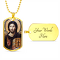 Jesus Christ Pantocrator Icon of Sinai Dog Tag Military Necklace