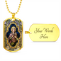 St Cecilia Stained Glass Dog Tag military ball chain