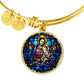 Virgin Mary and Baby Jesus Cropped New za ShineOn Light+6 BAngle Bracelet Circle Pendant NEW