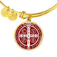 St Benedict medal White Maroon BACK Bangle Bracelet Circle pendant