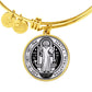 St Benedict bangle bracelet circle pendant Front Black