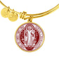 St Benedict bangle bracelet circle pendant Front Maroon