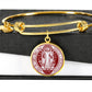St Benedict bangle bracelet circle pendant Front Maroon