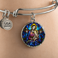 Virgin Mary and Baby Jesus Cropped New za ShineOn Light+6 BAngle Bracelet Circle Pendant NEW