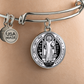 St Benedict bangle bracelet circle pendant Front Black