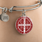 St Benedict medal White Maroon BACK Bangle Bracelet Circle pendant