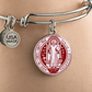 St Benedict bangle bracelet circle pendant Front Maroon