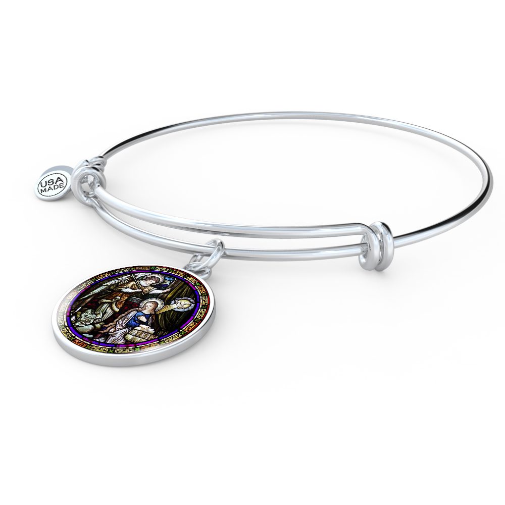 Annunciation to Blessed Virgin Mary circle pendant bangle