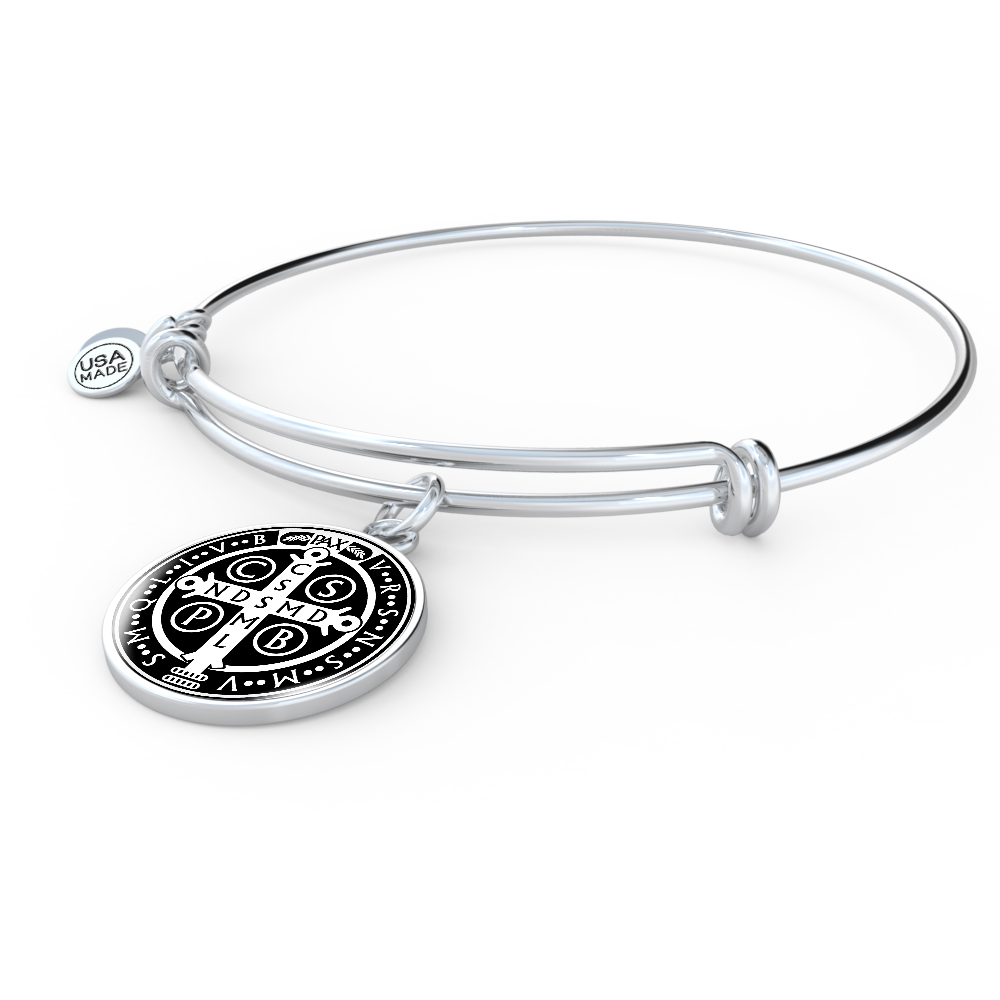 St Benedict bangle bracelet circle pendant Black Back