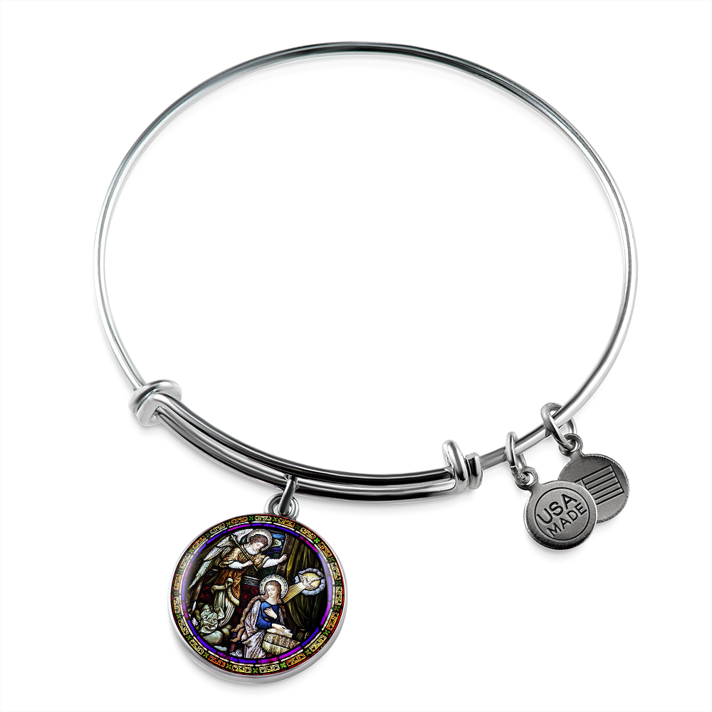 Annunciation to Blessed Virgin Mary circle pendant bangle