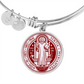 St Benedict bangle bracelet circle pendant Front Maroon