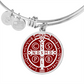 St Benedict medal White Maroon BACK Bangle Bracelet Circle pendant
