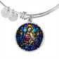 Virgin Mary and Baby Jesus Cropped New za ShineOn Light+6 BAngle Bracelet Circle Pendant NEW