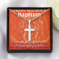ShineOn Cross Baptism Girl Red Angels ShineOn Cross necklace with snake chain with Custom Card