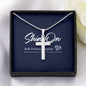 ShineOn Cross necklace with snake chain with Custom Card