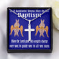 ShineOn Cross Baptism Boy  Dark Cherubim ShineOn Cross necklace with snake chain with Custom Card