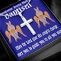 ShineOn Cross Baptism Boy  Dark Cherubim ShineOn Cross necklace with snake chain with Custom Card