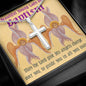 ShineOn Cross Baptism Girl Cherubim ShineOn Cross necklace with snake chain with Custom Card