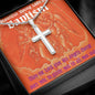 ShineOn Cross Baptism Girl Red Angels ShineOn Cross necklace with snake chain with Custom Card