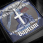 ShineOn Cross Baptism Boy Angel Book ShineOn Cross necklace with snake chain with Custom Card