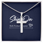 ShineOn Cross necklace with snake chain with Custom Card
