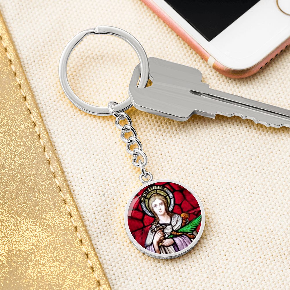 saint-lucy circle pendant necklace_artwork_original_artwork Graphic Circle Keychain NEW