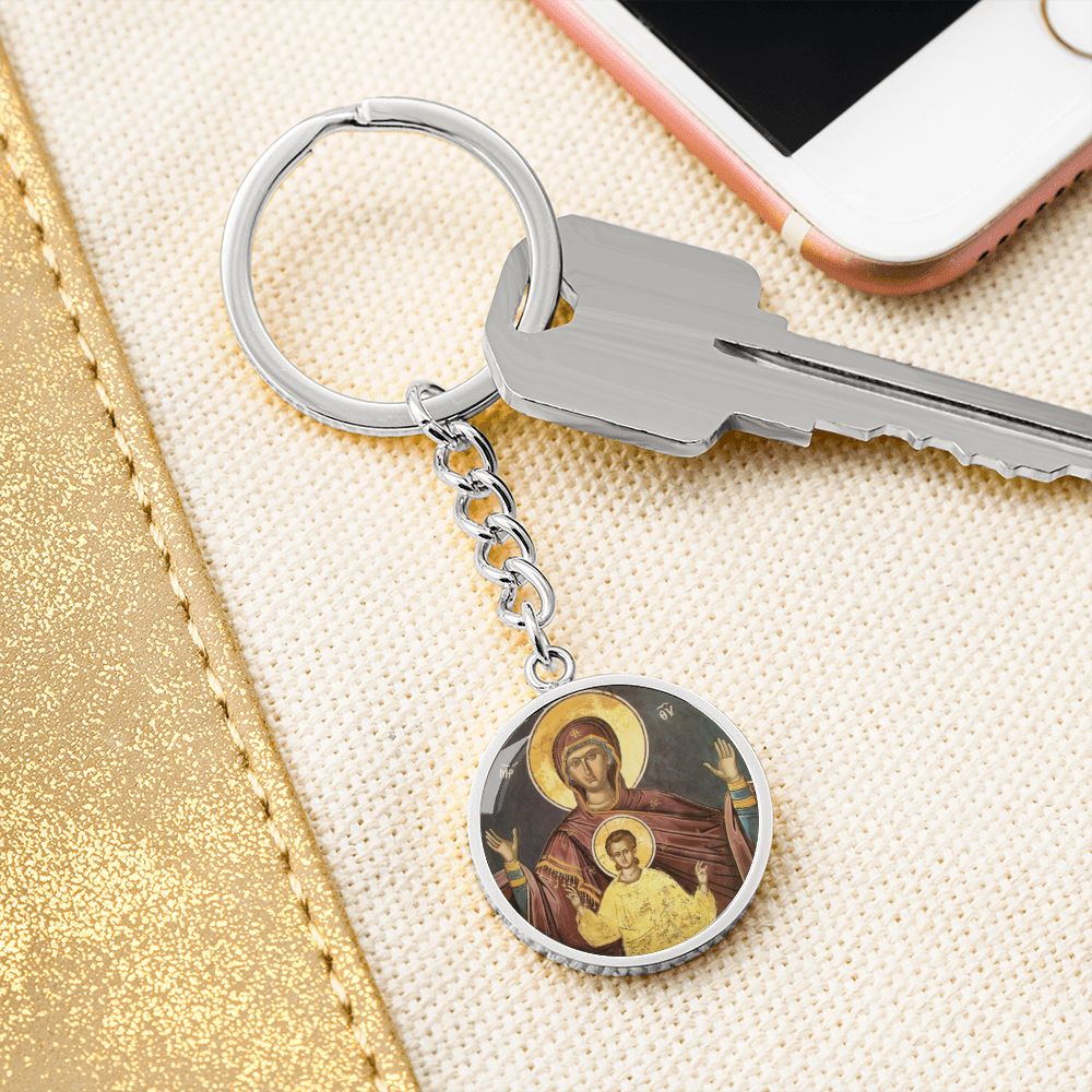 Theotokos Oranta Circle New circle ShineOn Circle Pendant Keychain