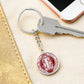 St Benedict medal White Maroon FRONT Circle Pendant Keychain
