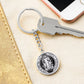 St Benedict medal White Black FRONT Circle Pendant Keychain