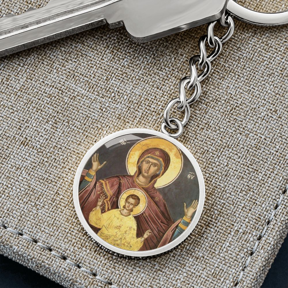 Theotokos Oranta Circle New circle ShineOn Circle Pendant Keychain