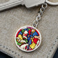 Annunciation to the Shepards Stained Glass ShineOn Circle Circle Pendant Keychain