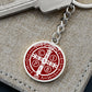 St Benedict medal White Maroon BACK Circle Pendant Keychain