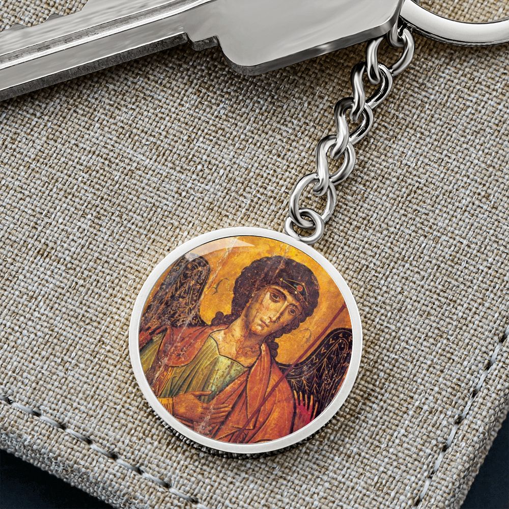 Archangel Michael circle pendant keychain