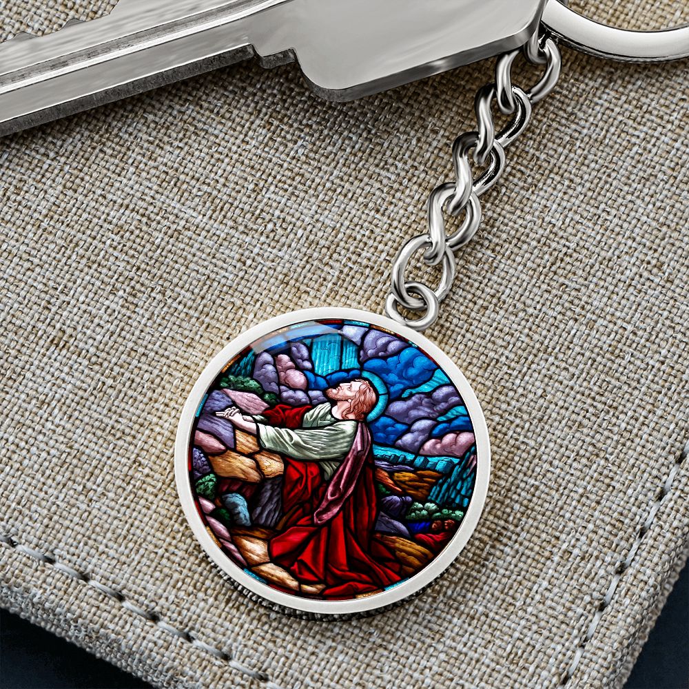 agony-in the garden circle pendant necklace_artwork_original_artwork Graphic Circle Keychain NEW