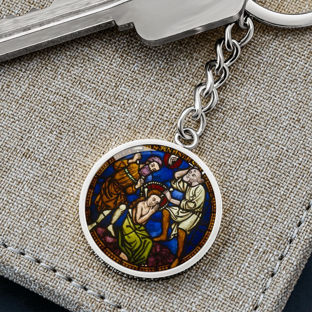 saint-anastasia circle pendant necklace_artwork_original_artwork Graphic Circle Keychain NEW
