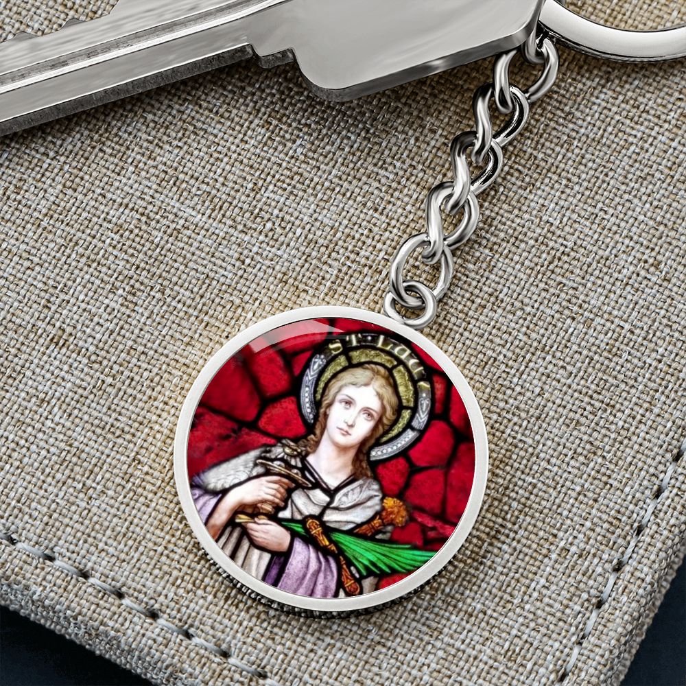saint-lucy circle pendant necklace_artwork_original_artwork Graphic Circle Keychain NEW