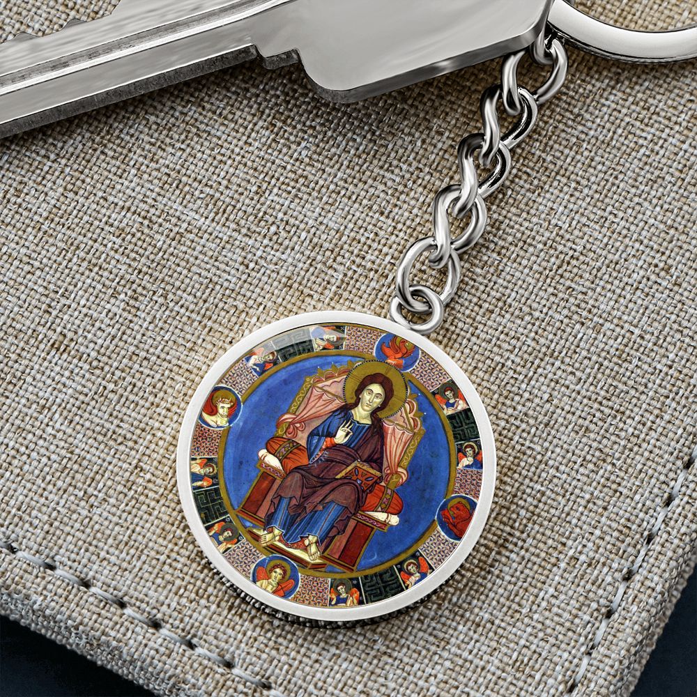 jesus-king of glory circle pendant necklace_artwork_original_artwork Graphic Circle Keychain NEW